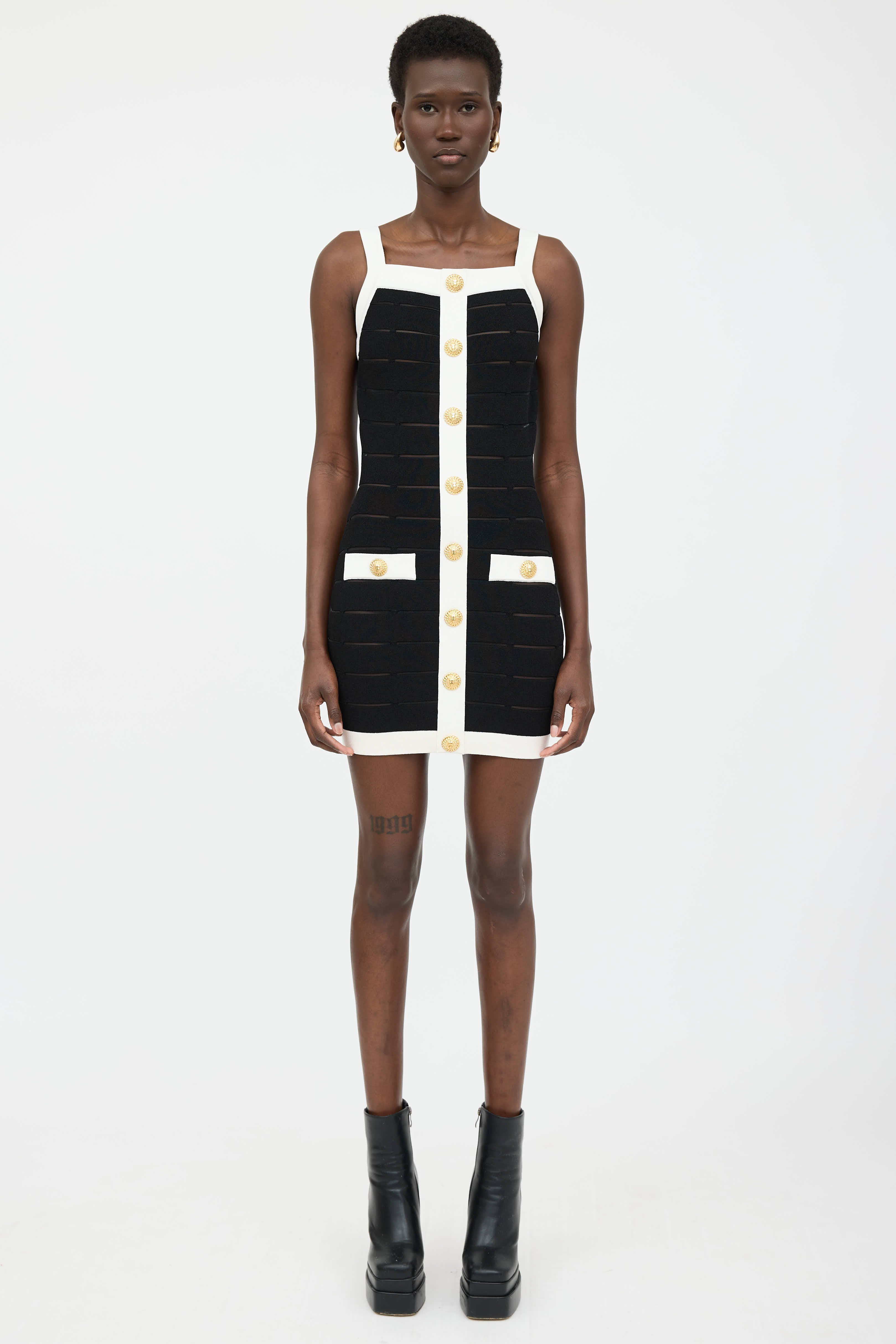 Balmain Mesh Panel Bodycon Dress