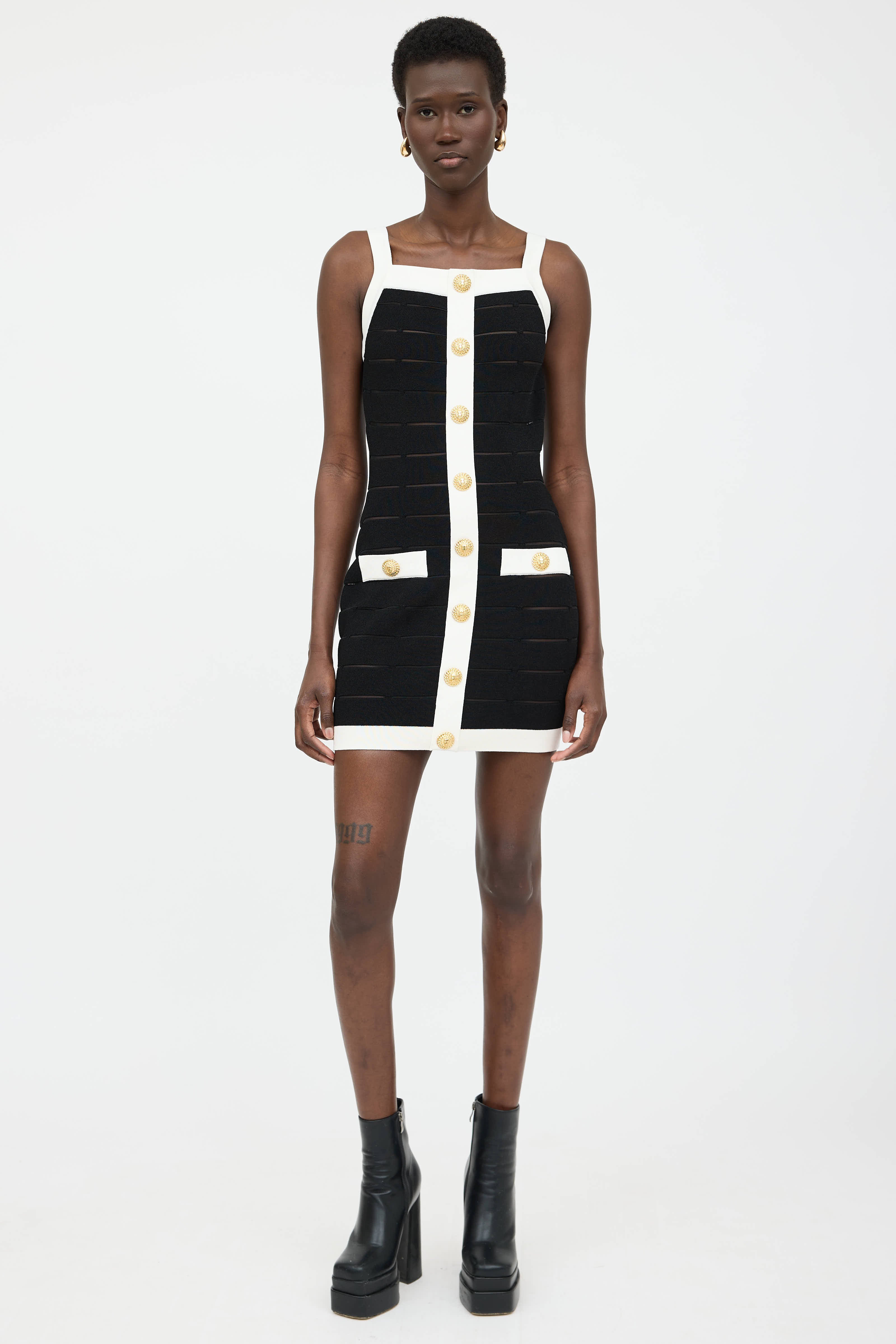 Balmain Mesh Panel Bodycon Dress