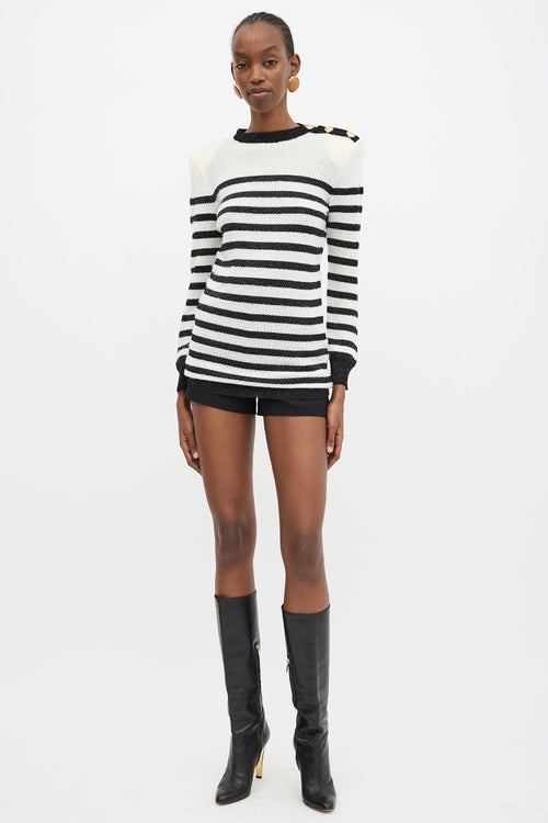 Balmain Metallic Stripe Sweater