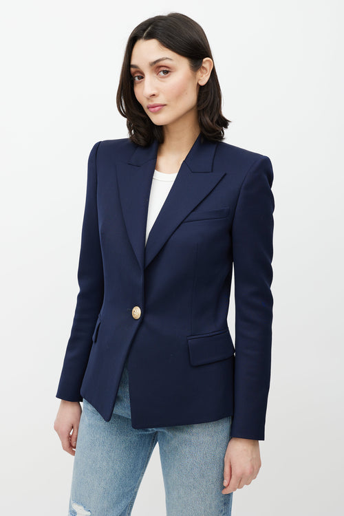 Balmain Navy & Gold Wool Blazer