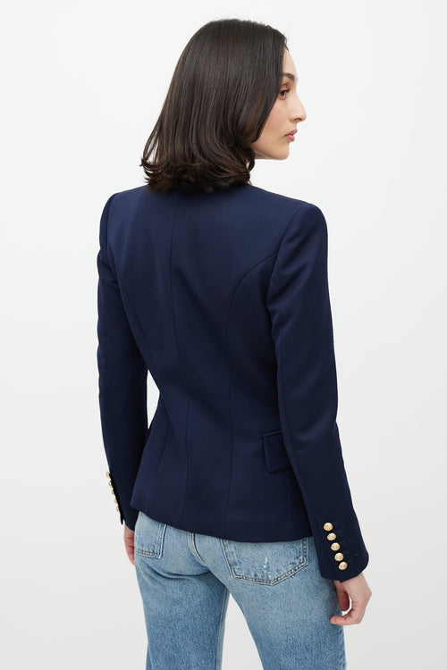 Balmain Navy & Gold Wool Blazer