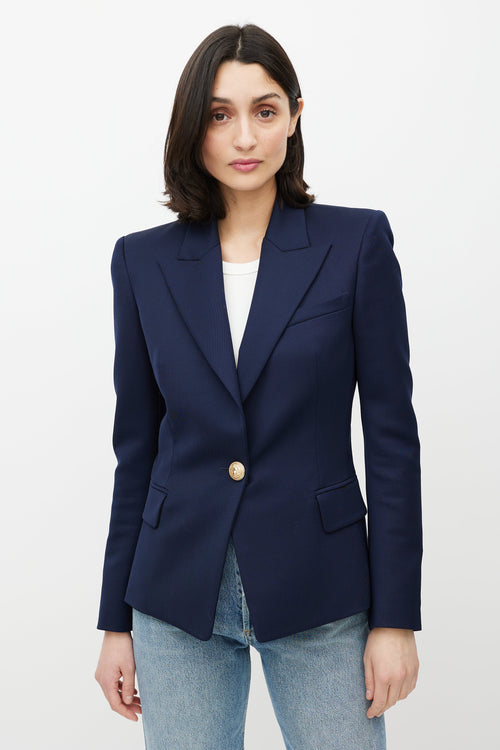 Balmain Navy & Gold Wool Blazer