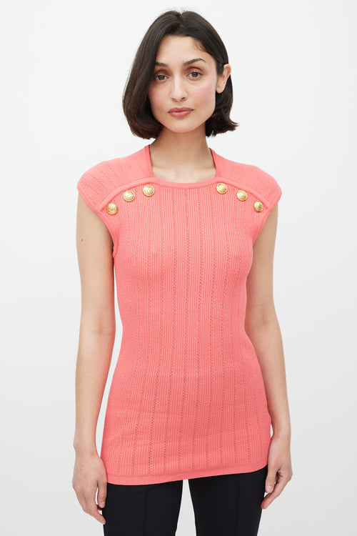 Balmain Pink & Gold Knit Top