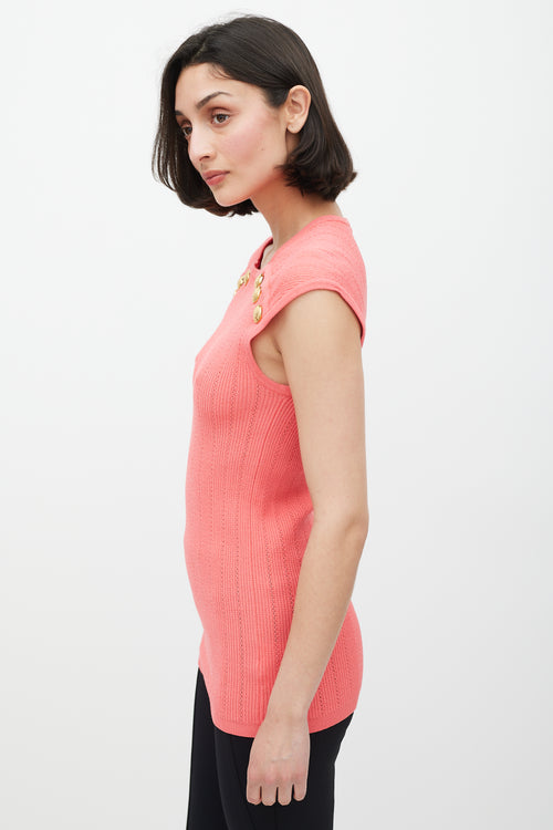Balmain Pink & Gold Knit Top