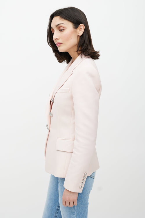 Balmain Pink & Silver Double Breasted Wool Blazer