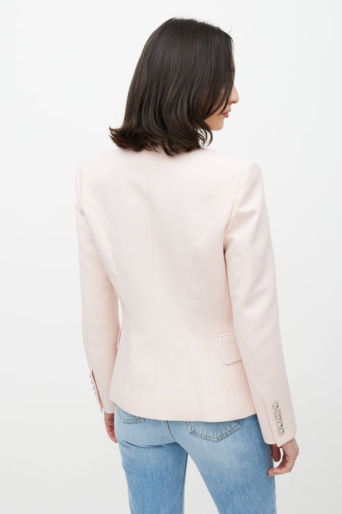 Balmain Pink & Silver Double Breasted Wool Blazer