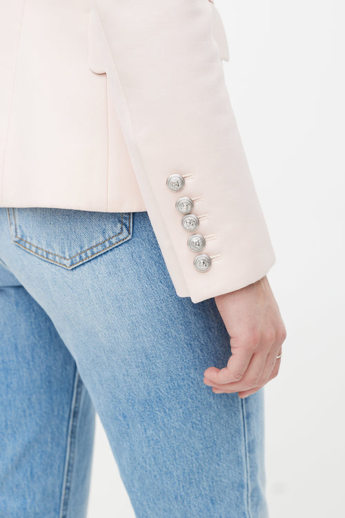Balmain Pink & Silver Double Breasted Wool Blazer
