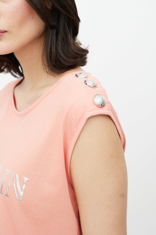 Balmain Pink & Silver Sleeveless Logo Top