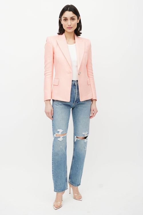 Balmain Pink & Silver Woven Blazer