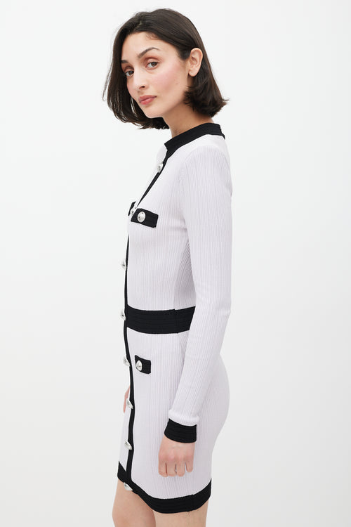 Balmain Purple & Black Ribbed Dress