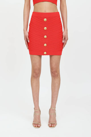 Balmain Knit Button Skirt