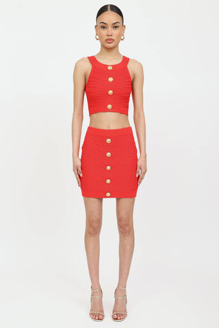 Balmain Knit Button Skirt
