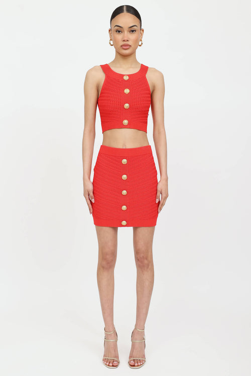 Balmain Knit Button Skirt