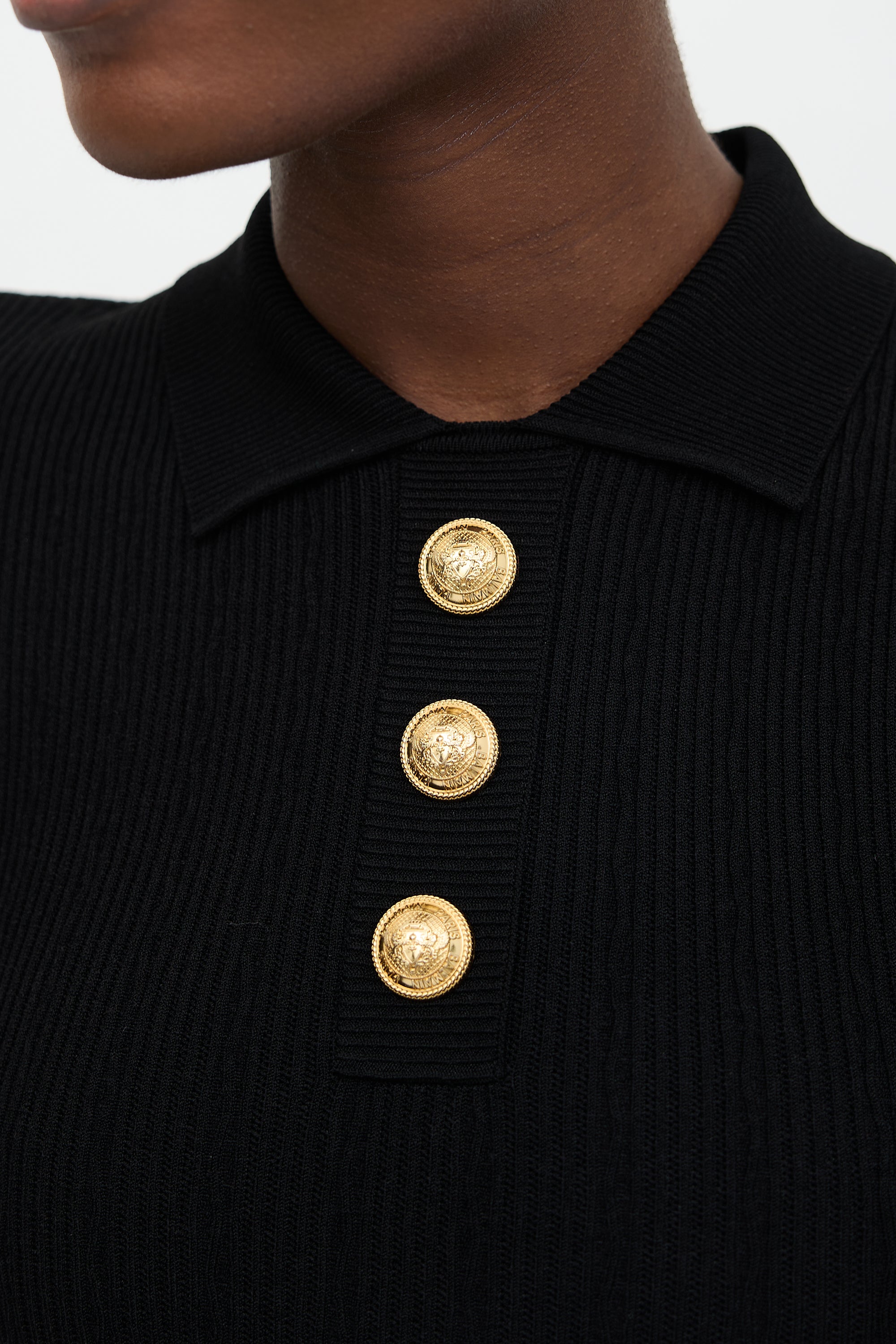 Balmain Ribbed Knit Polo Dress