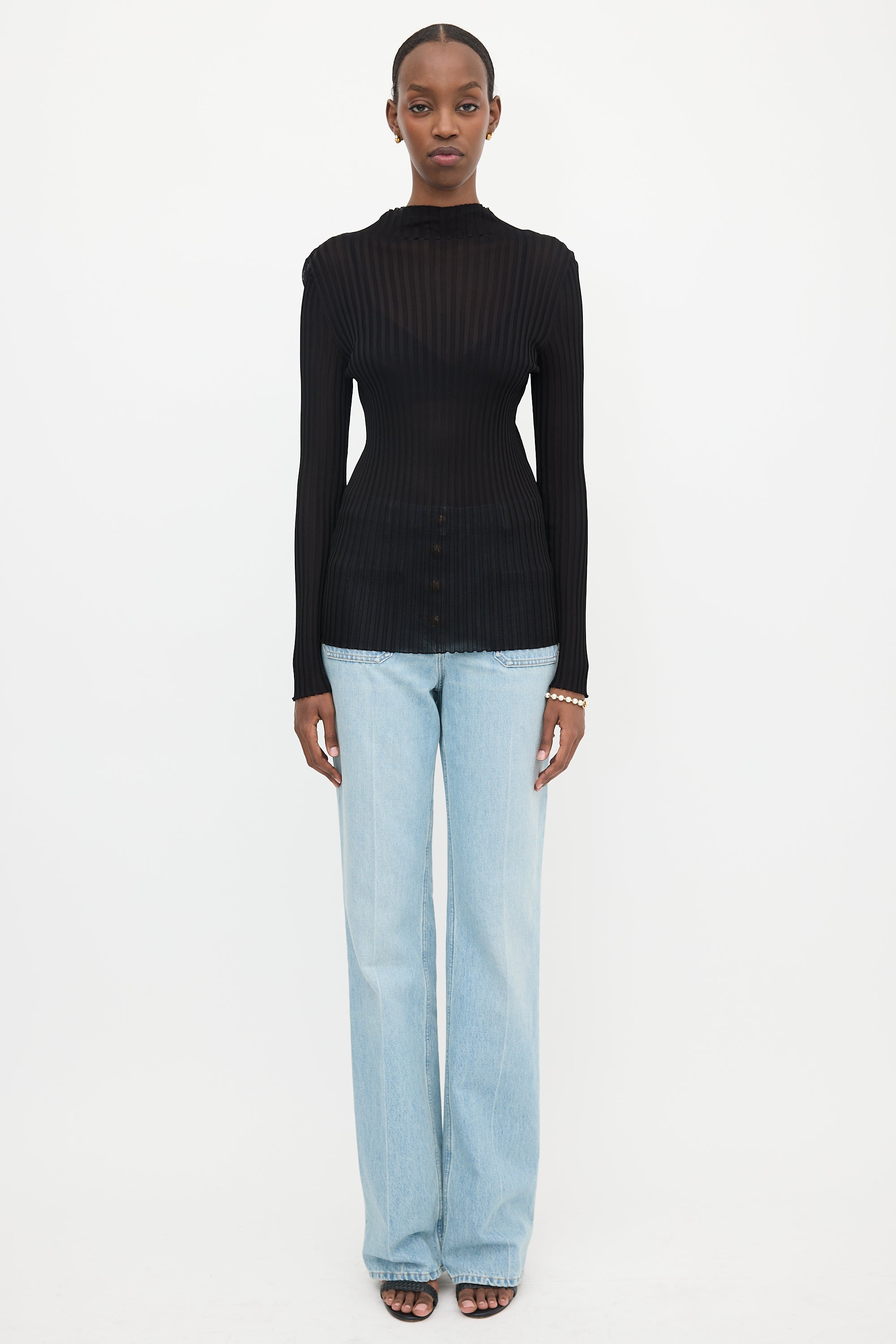 Balmain Sheer Rib Knit Top