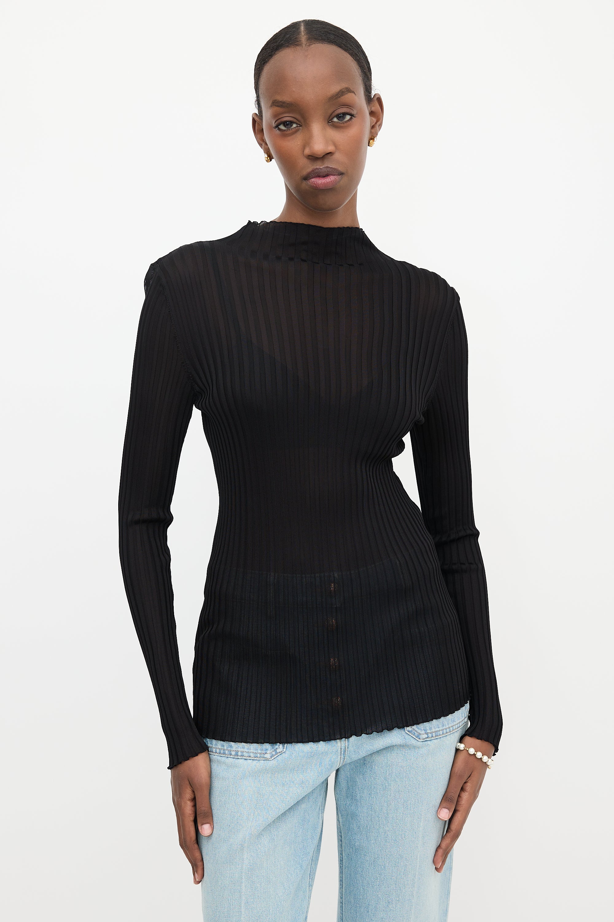 Balmain Sheer Rib Knit Top