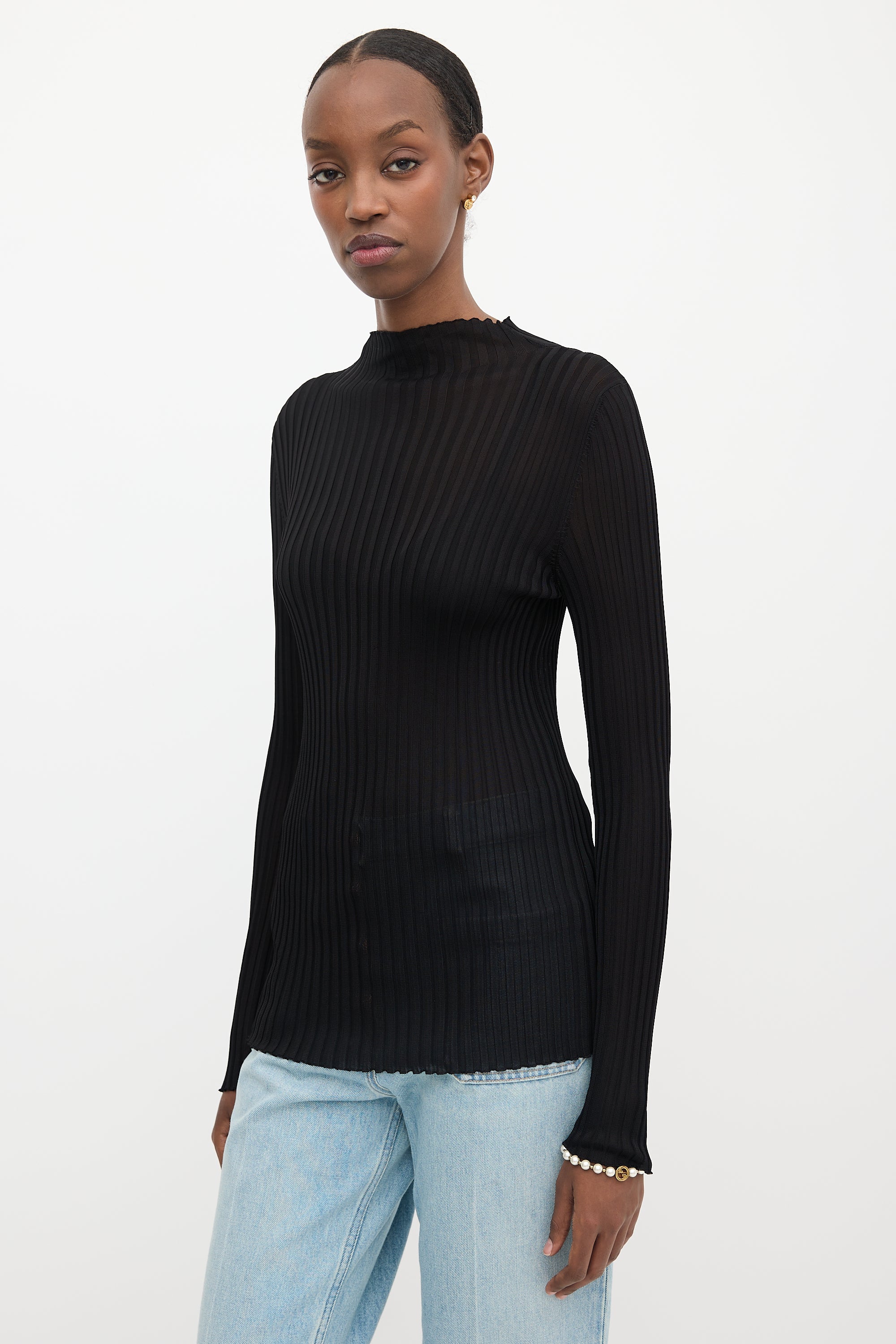 Balmain Sheer Rib Knit Top