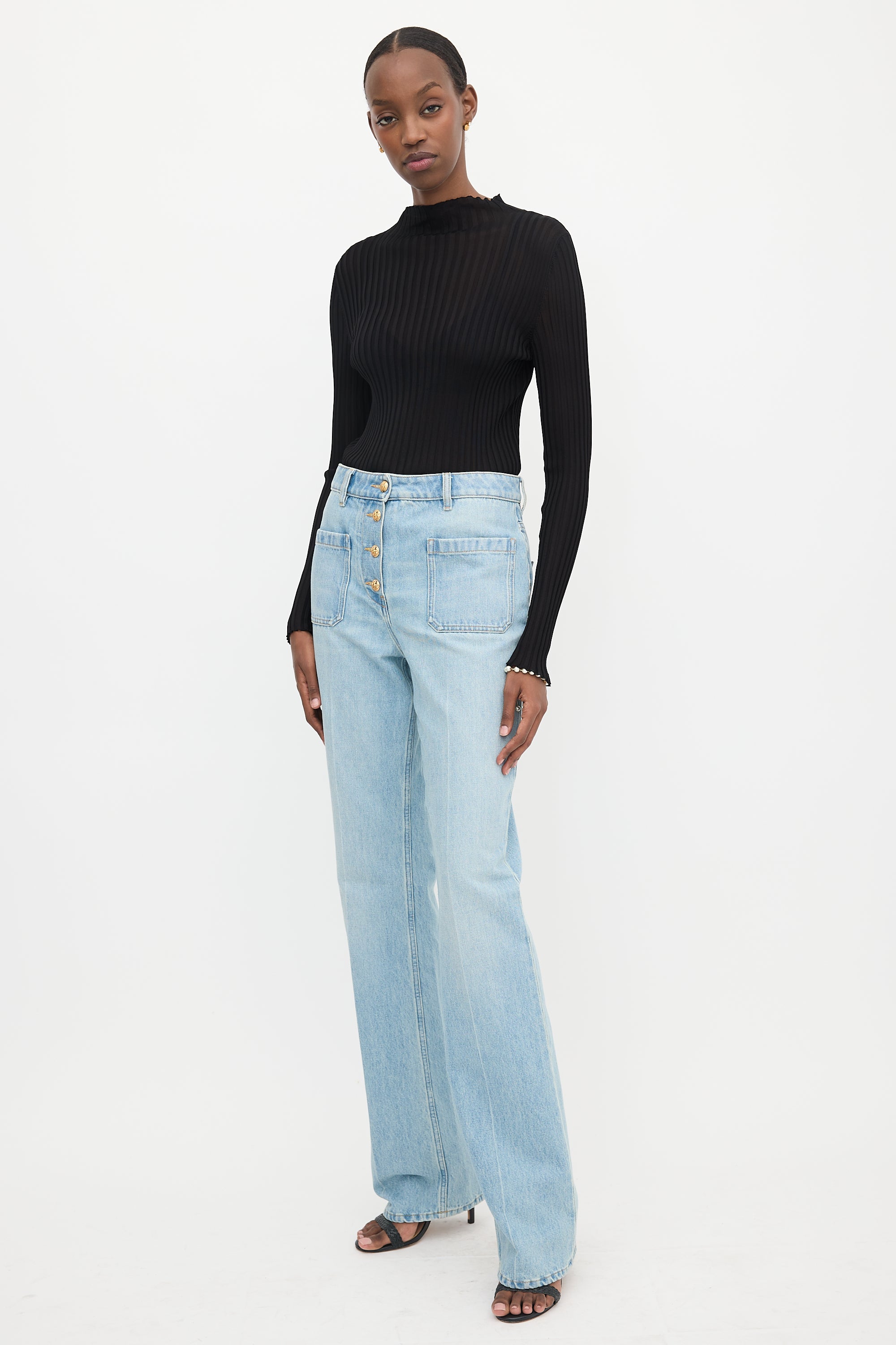 Balmain Sheer Rib Knit Top