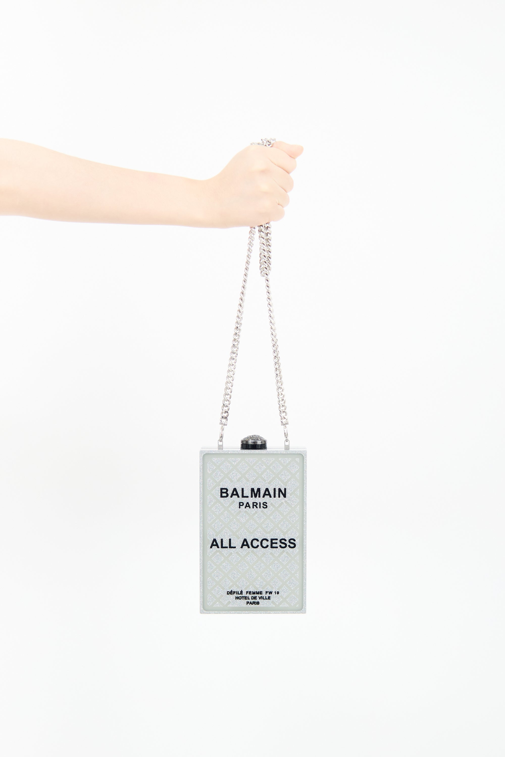 Balmain Silver All Access Minaudiere Box Bag