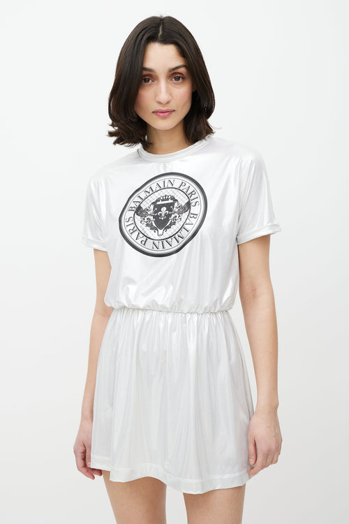 Balmain Silver & Black Logo Dress