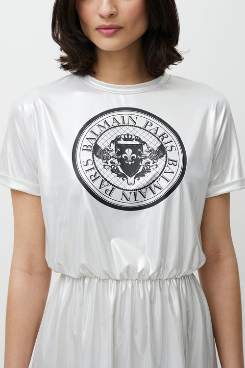 Balmain Silver & Black Logo Dress