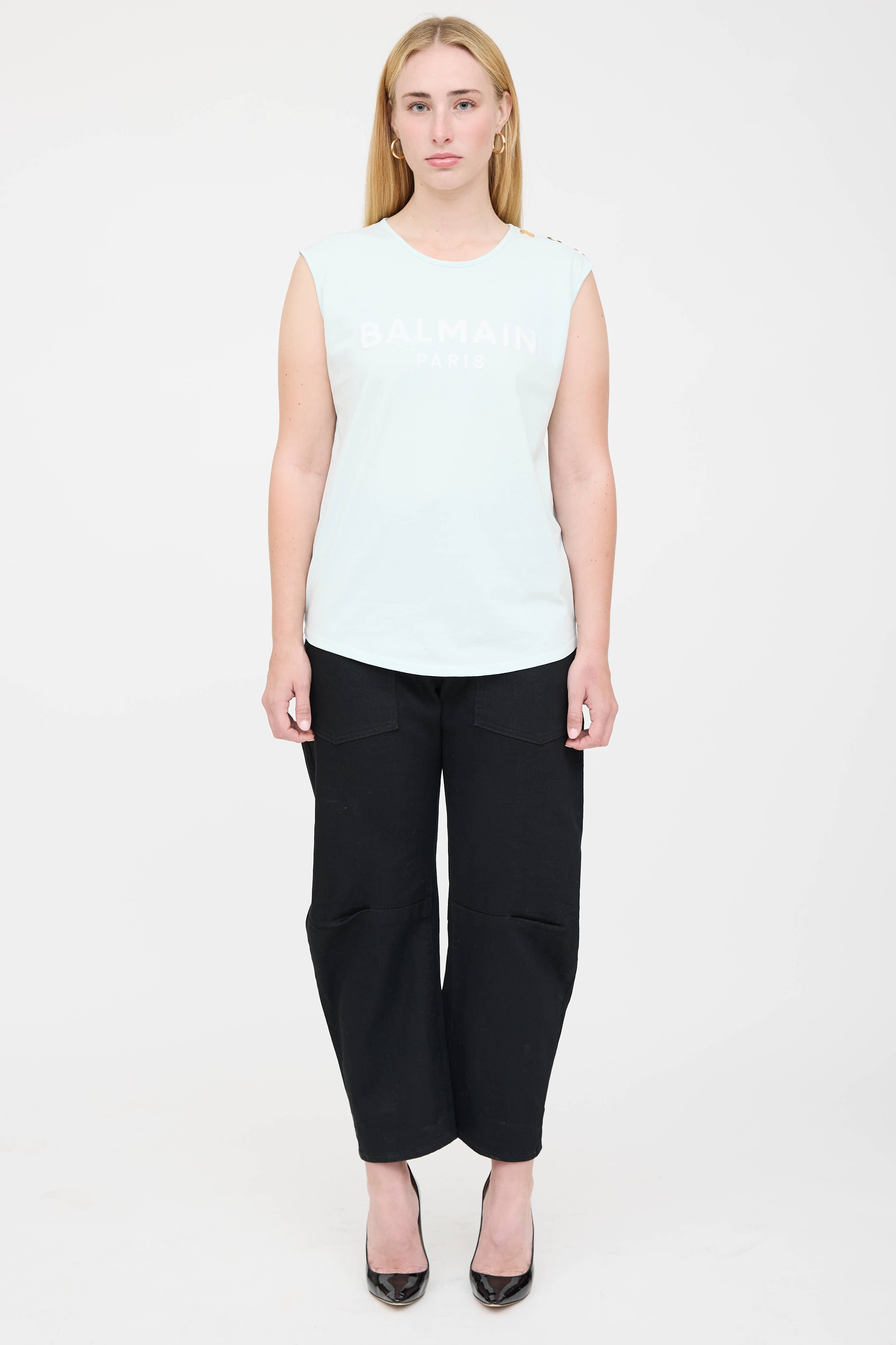 Balmain Sleeveless Logo T-Shirt
