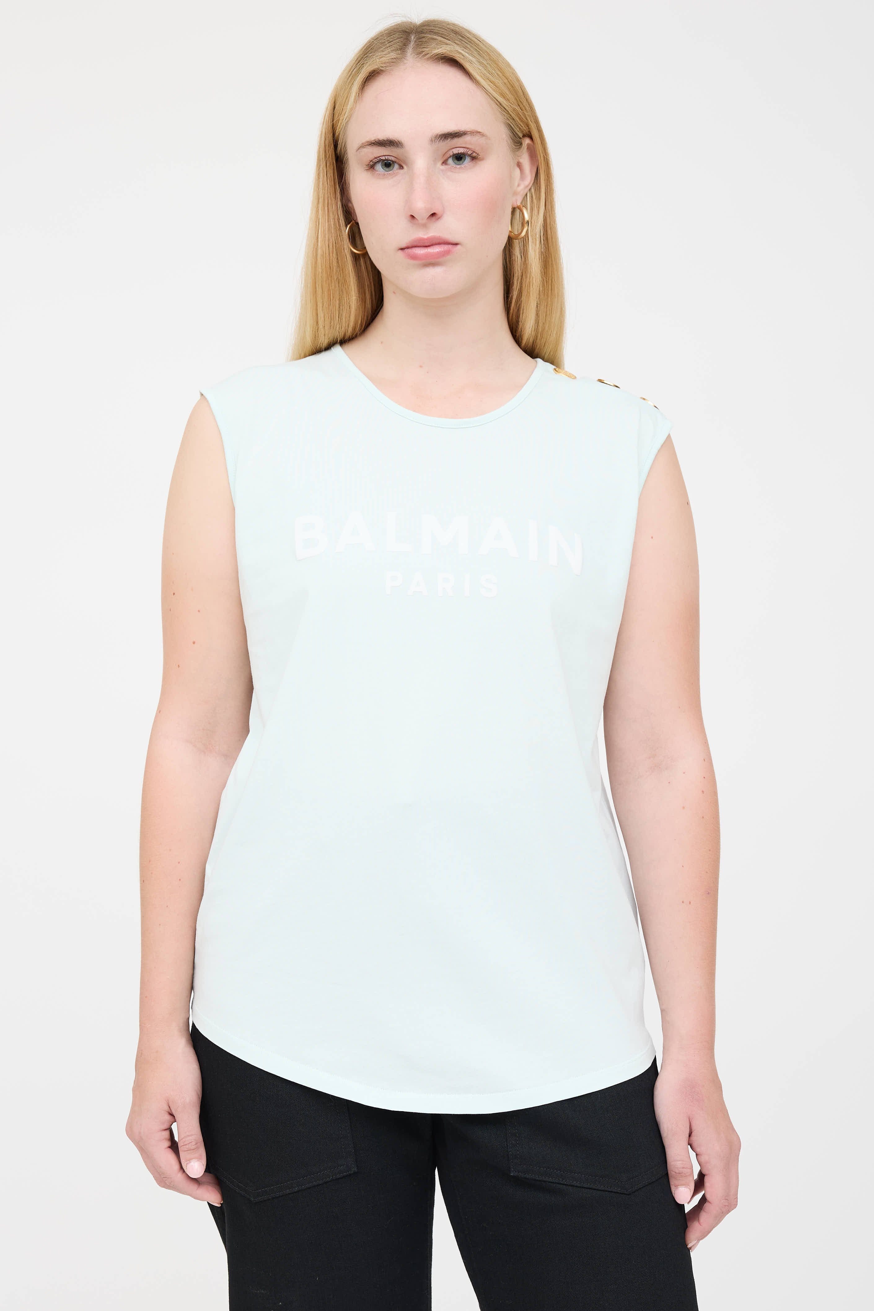 Balmain Sleeveless Logo T-Shirt
