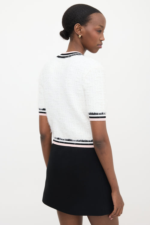 Balmain Tweed Knit Short Sleeve Cardigan