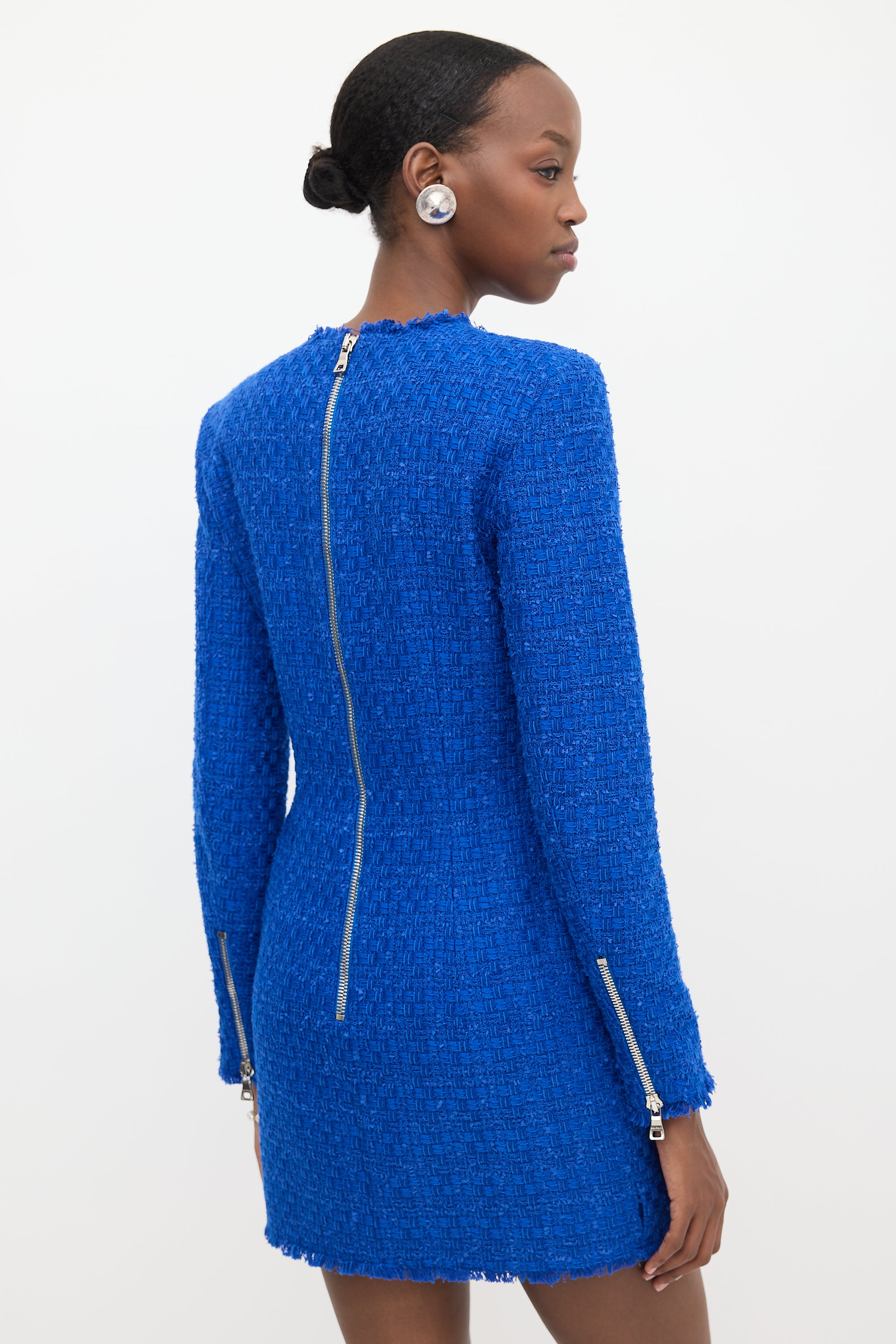 Balmain Tweed Long Sleeve Mini Dress