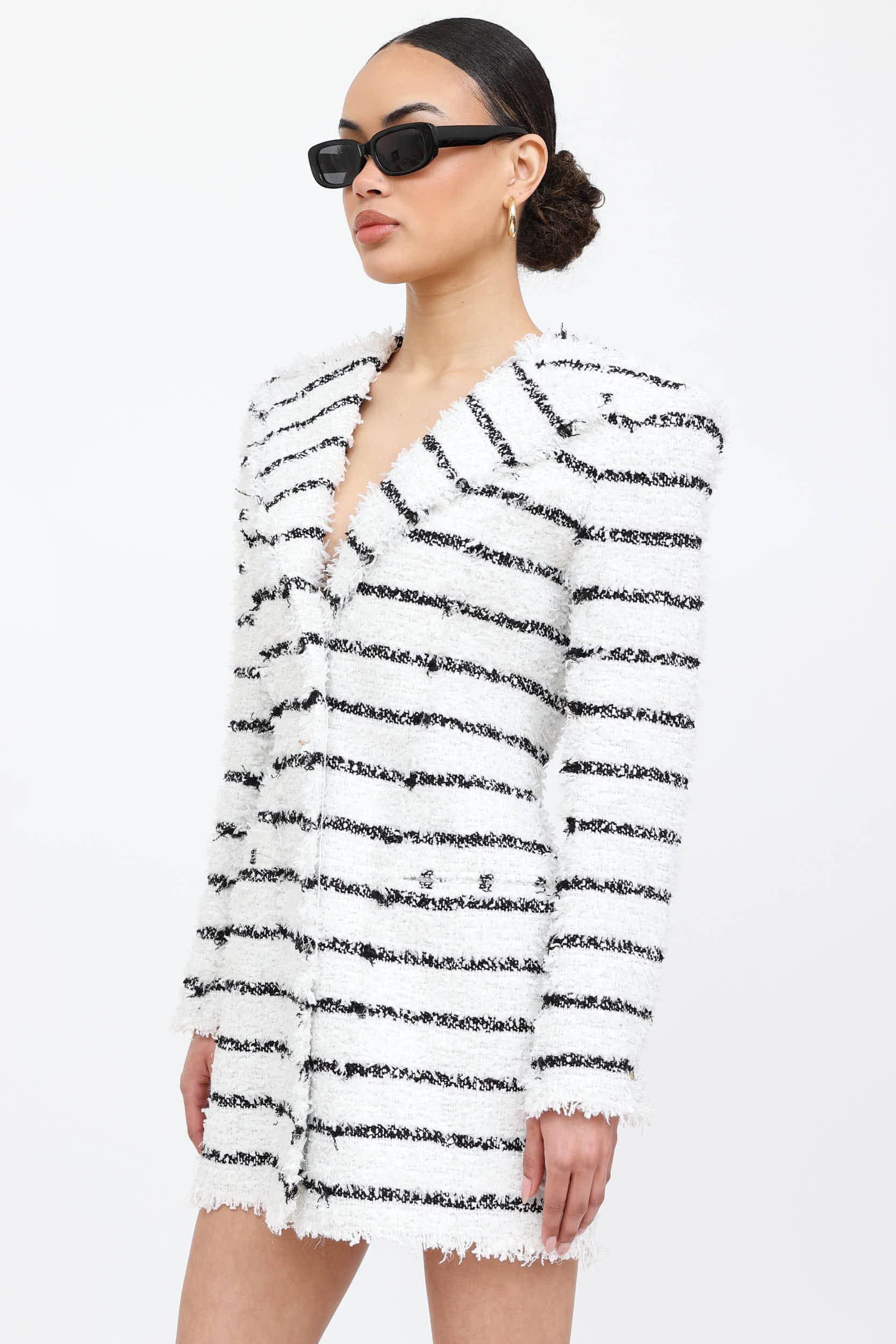 Balmain Striped Tweed Boucle Dress