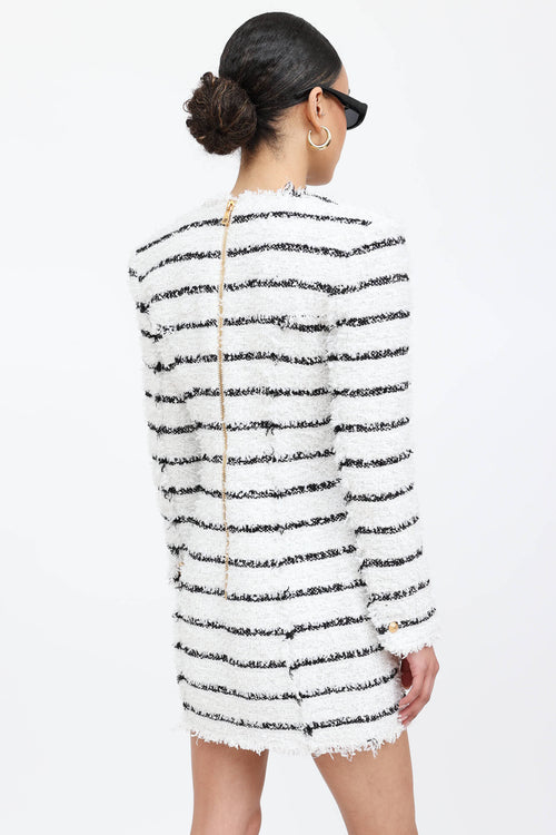 Balmain Striped Tweed Boucle Dress
