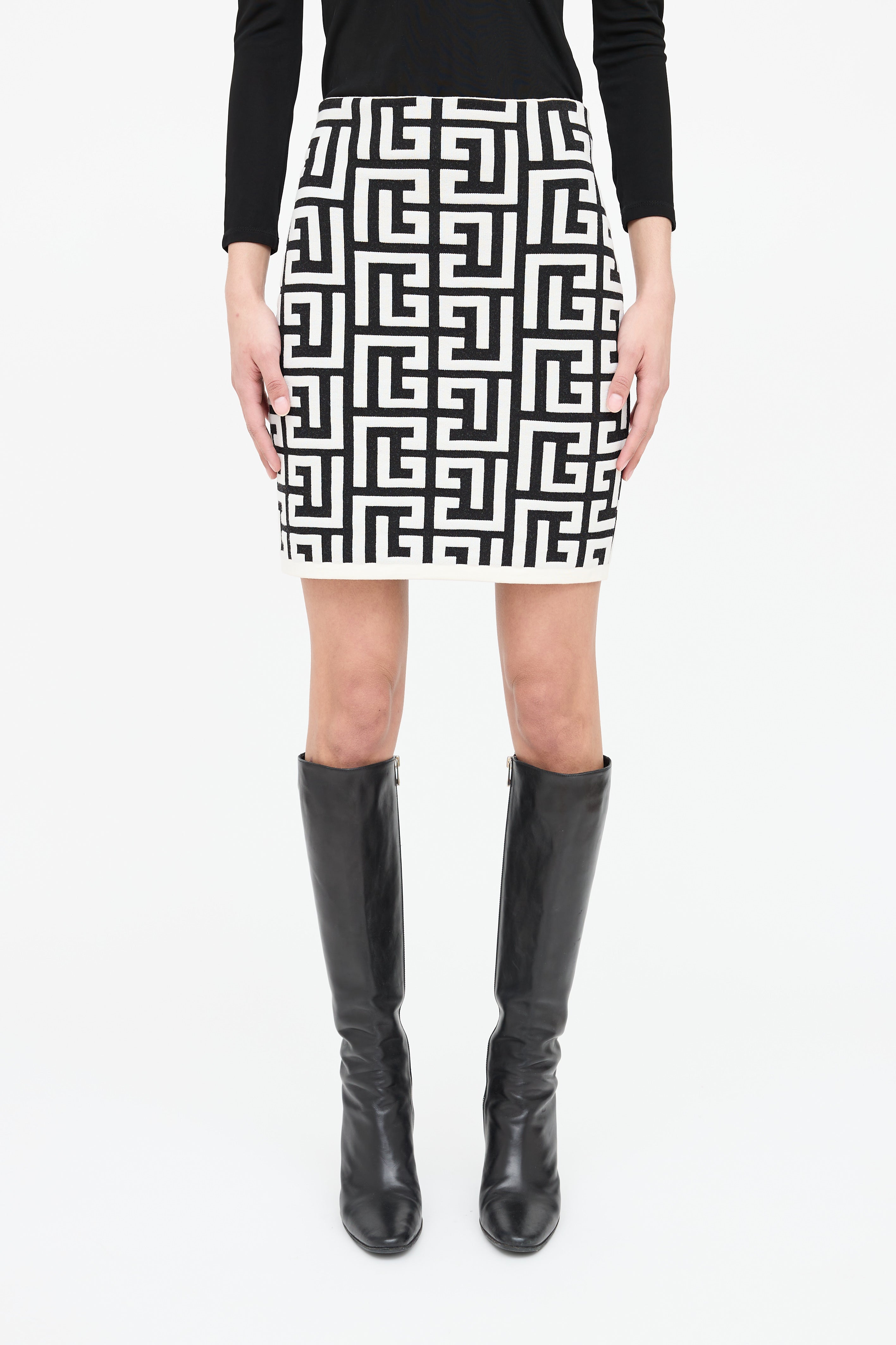 Balmain Monogram Knit Mini Skirt