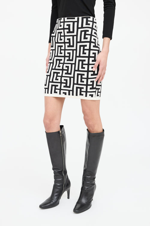 Balmain Monogram Knit Mini Skirt