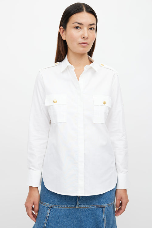 Balmain White & Gold Button Shirt