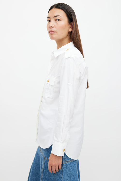Balmain White & Gold Button Shirt