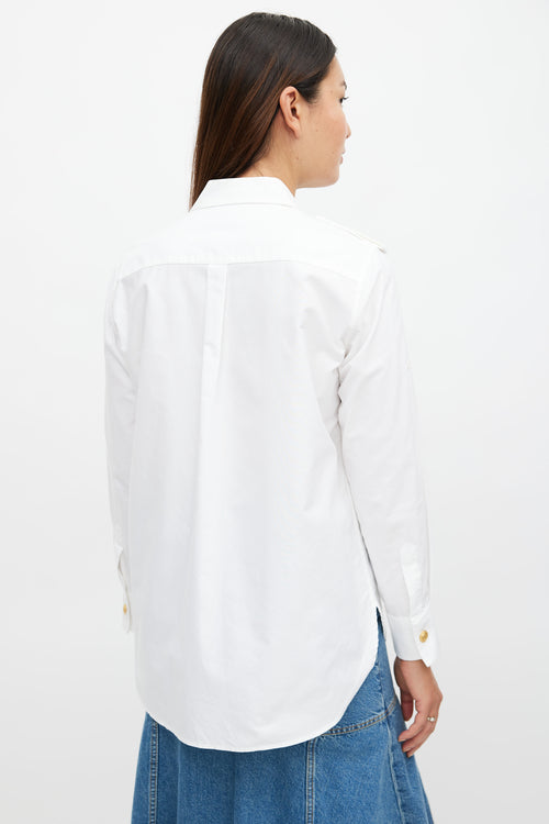 Balmain White & Gold Button Shirt