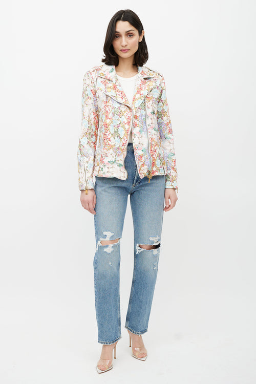 Balmain White & Multicolour Floral Jacket