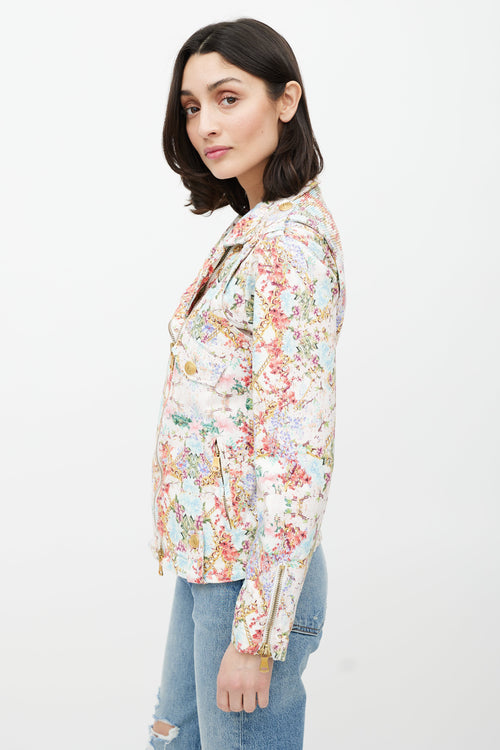 Balmain White & Multicolour Floral Jacket