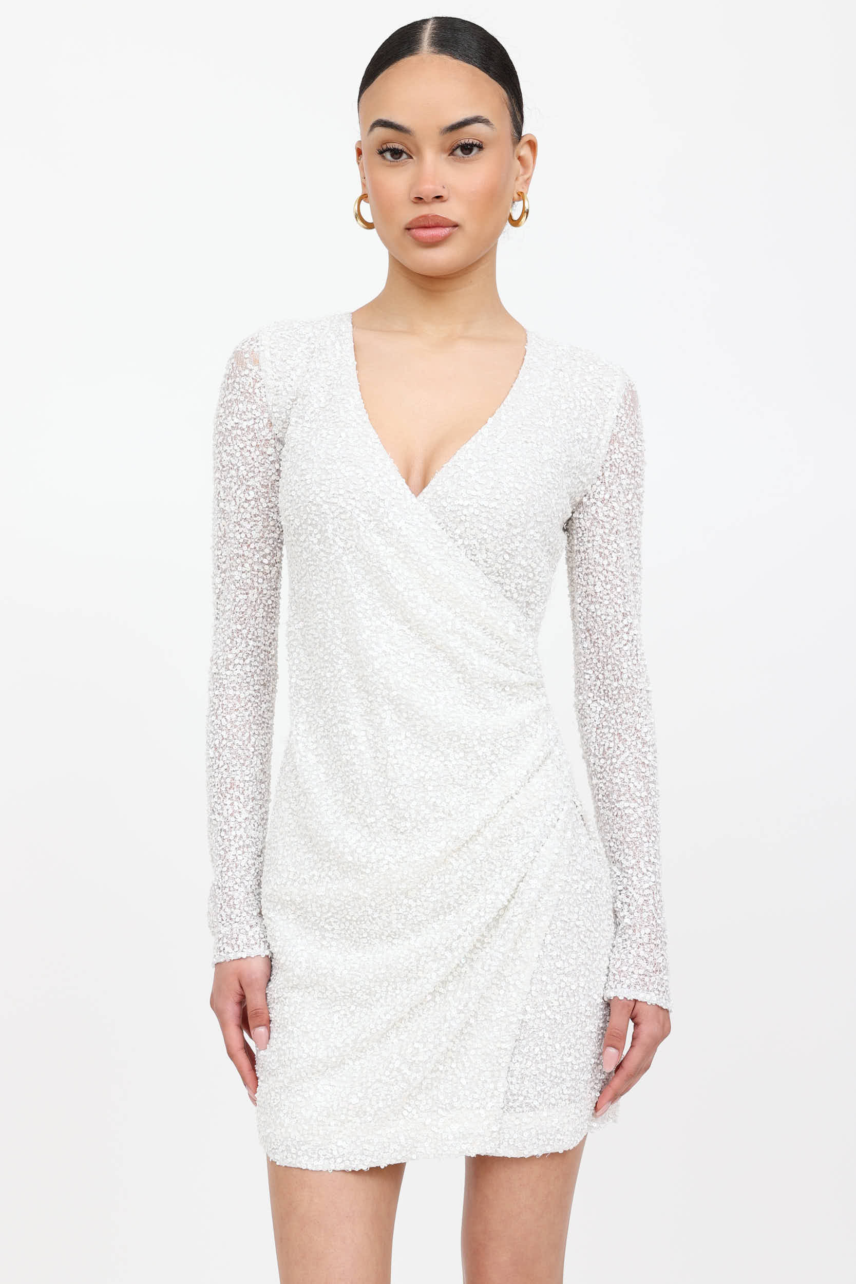 Balmain Sequin Long Sleeve Dress