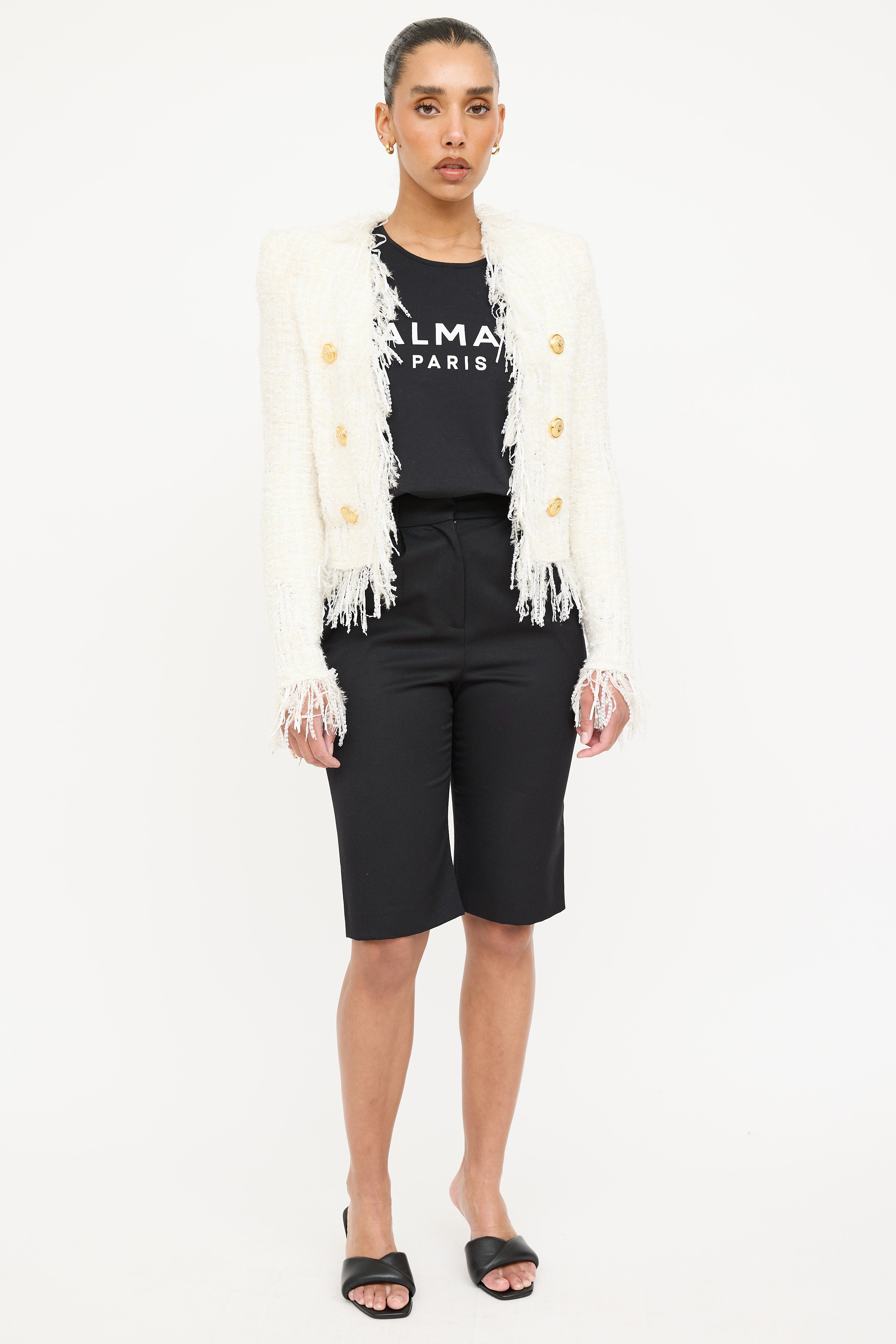 Balmain Tweed Fringe Jacket