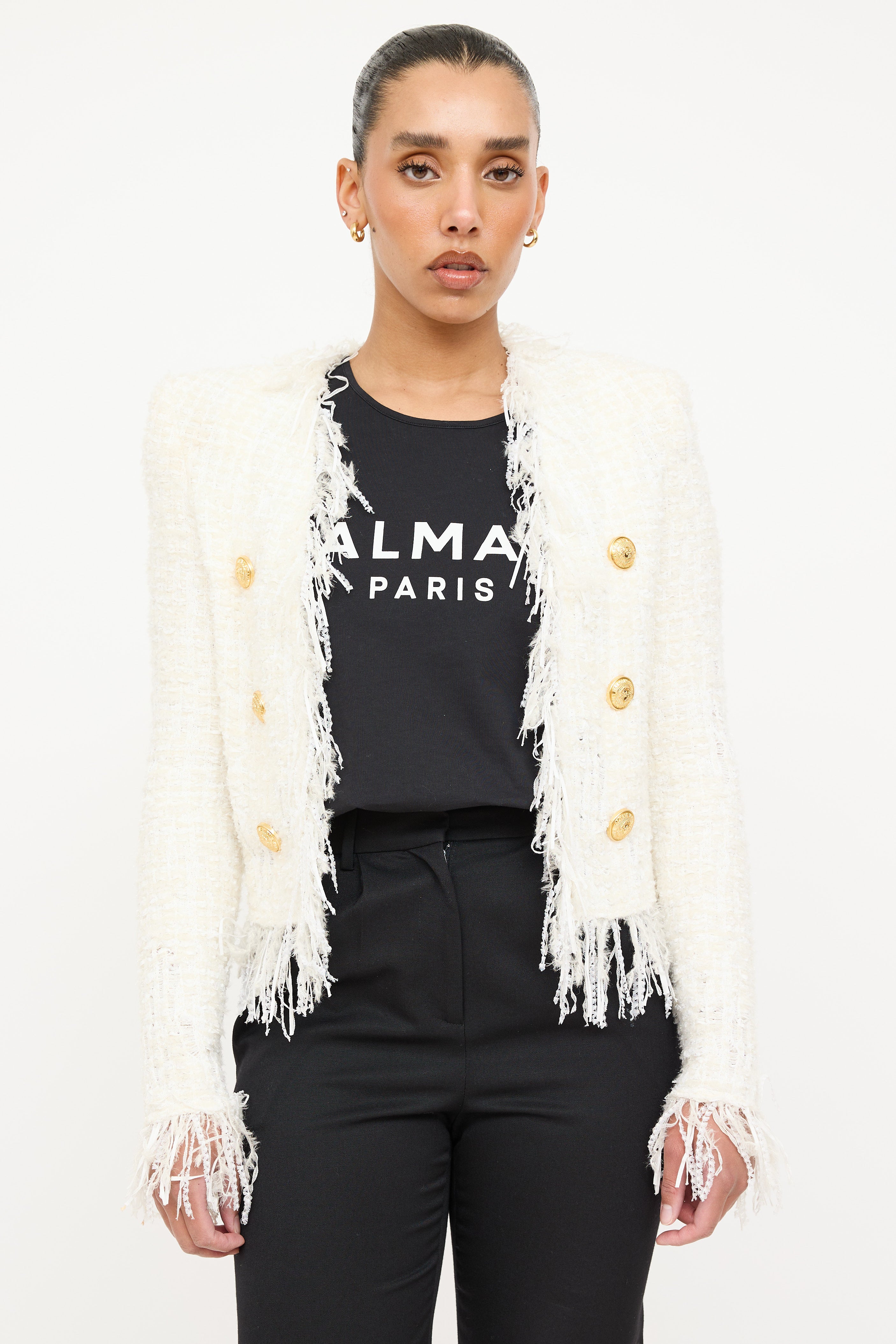 Balmain Tweed Fringe Jacket