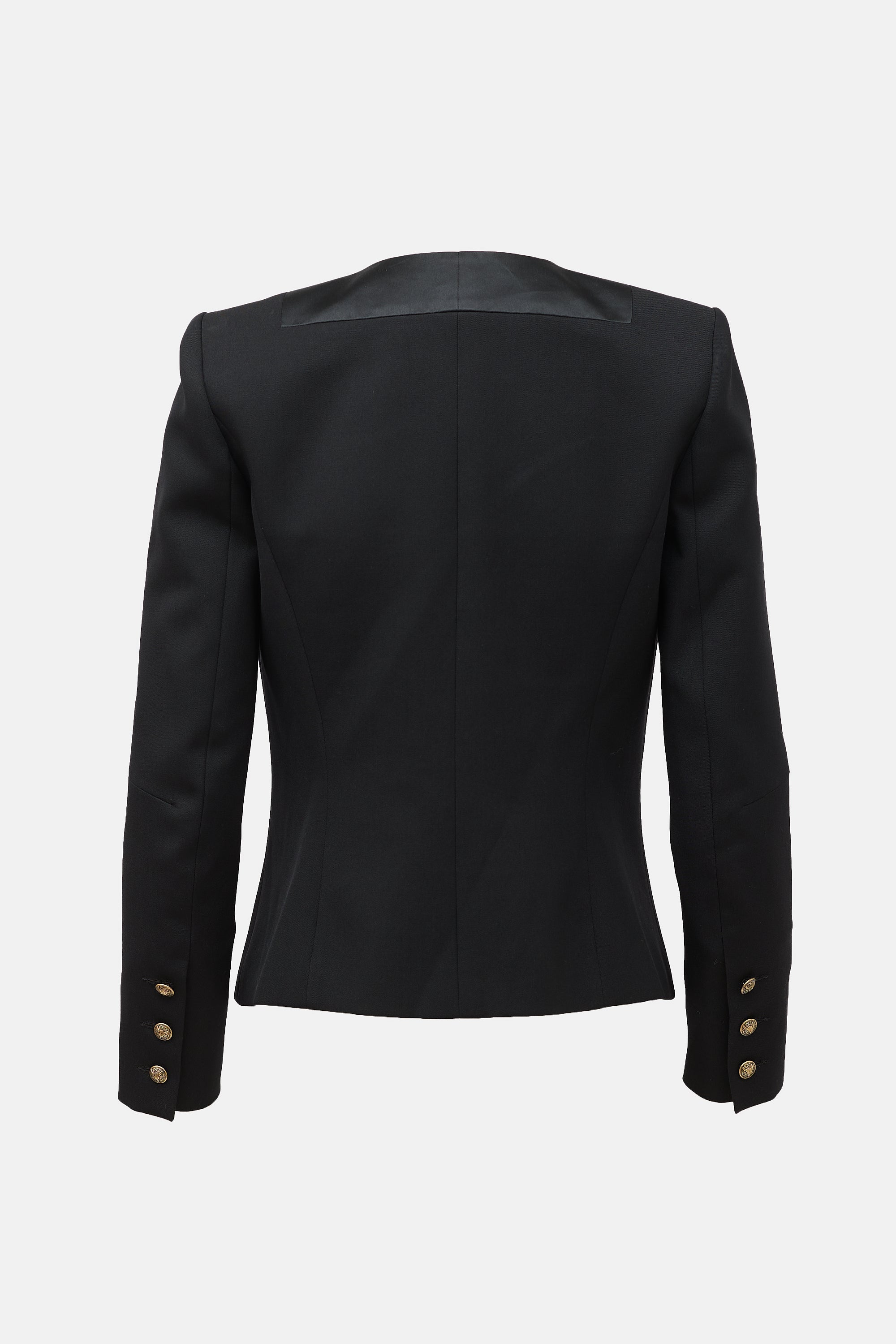 Balmain Wool Shawl Collar Cropped Jacket