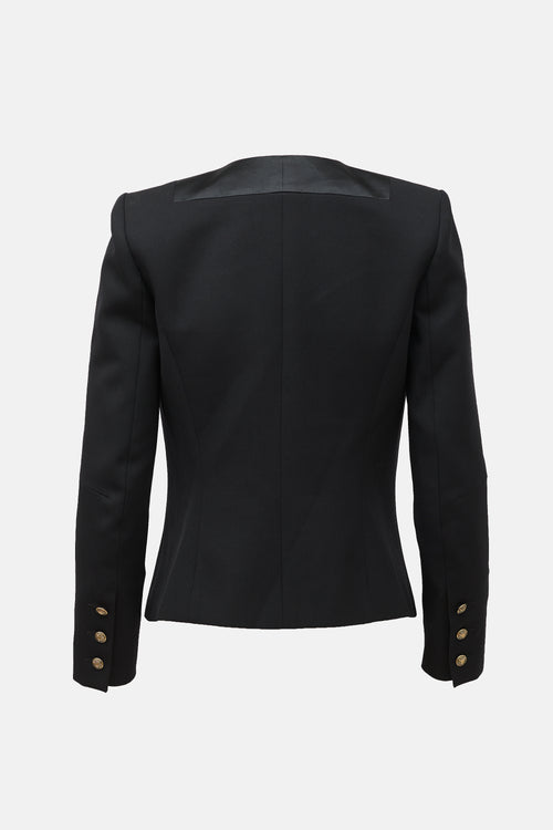 Balmain Wool Shawl Collar Cropped Jacket