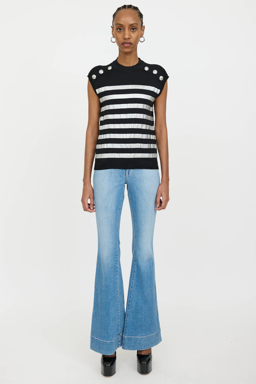 Balmain Wool Striped Knit Top