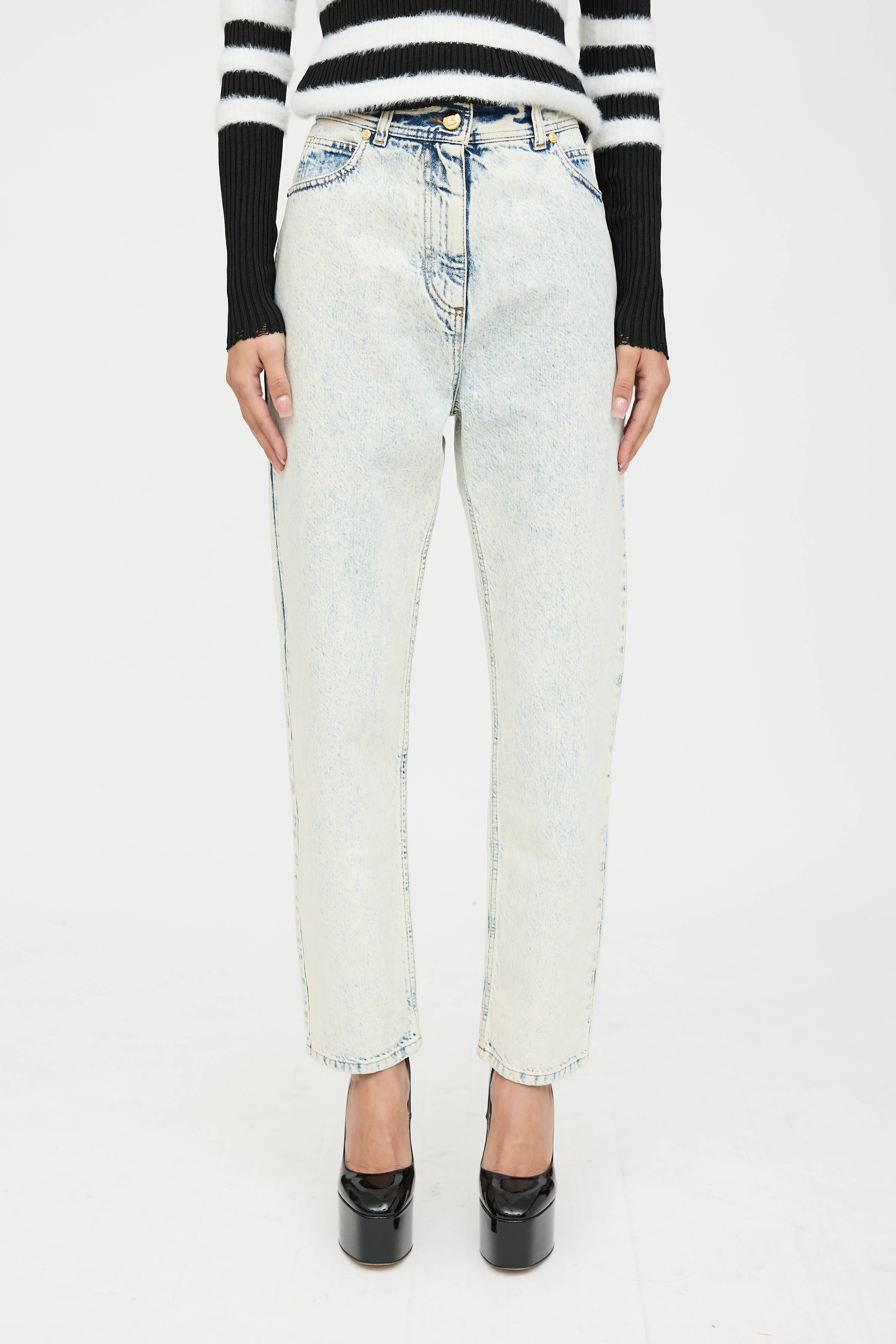 Balmain Acid Wash Straight Jeans