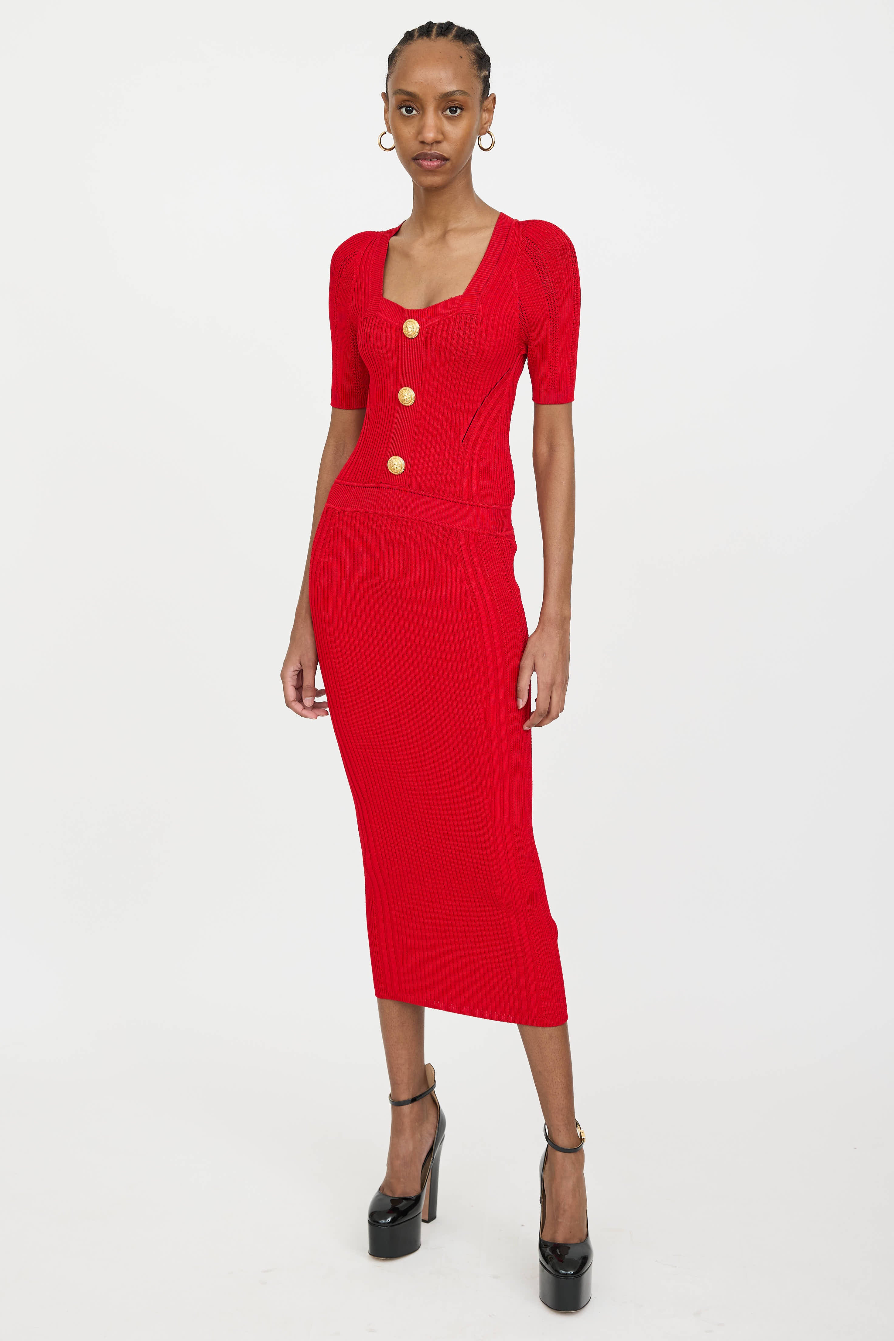 Balmain Knit Square Neck Dress