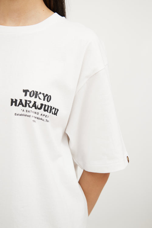 Bape White Kanji Head Short Sleeve Tshirt