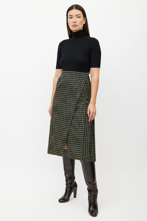 Beaufille Black & Multicolour Kari Plaid Wrap Skirt