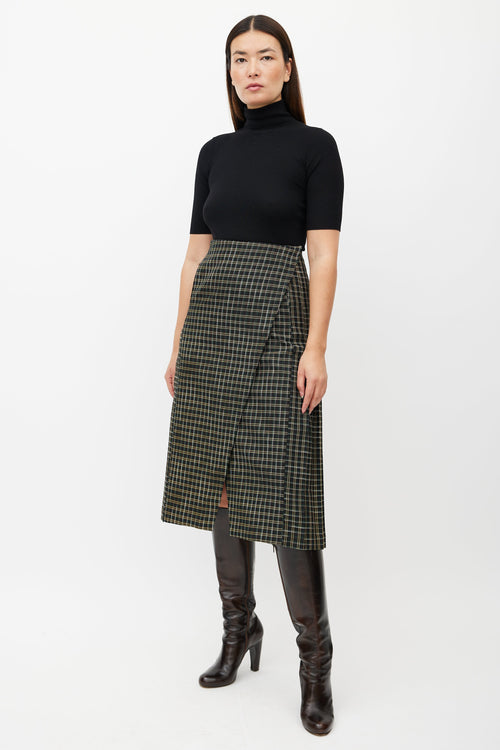 Beaufille Black & Multicolour Kari Plaid Wrap Skirt
