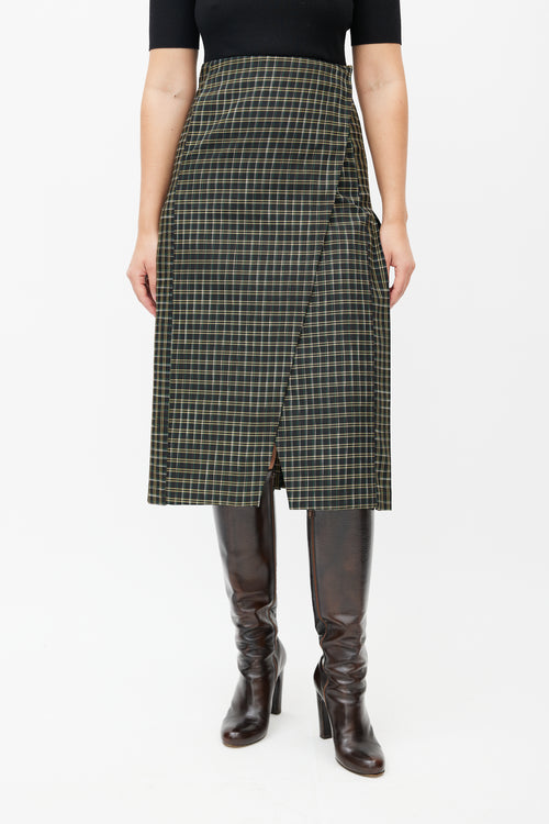 Beaufille Black & Multicolour Kari Plaid Wrap Skirt